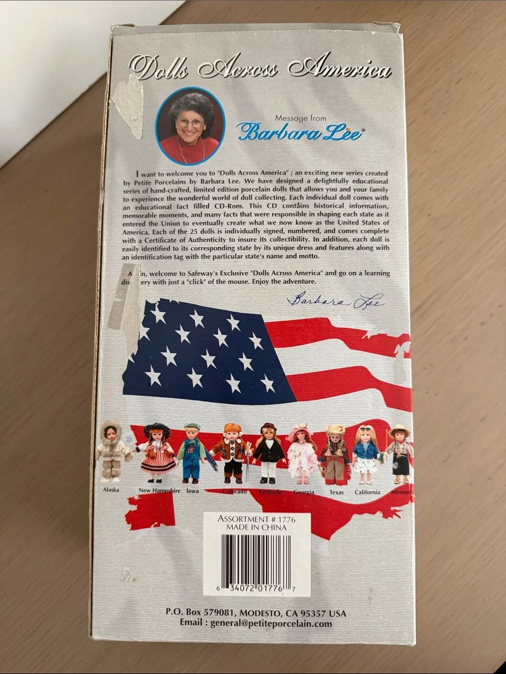 Dolls Across America Petite Porcelain Doll by Barbara Lee - Red, Blue, Tan
